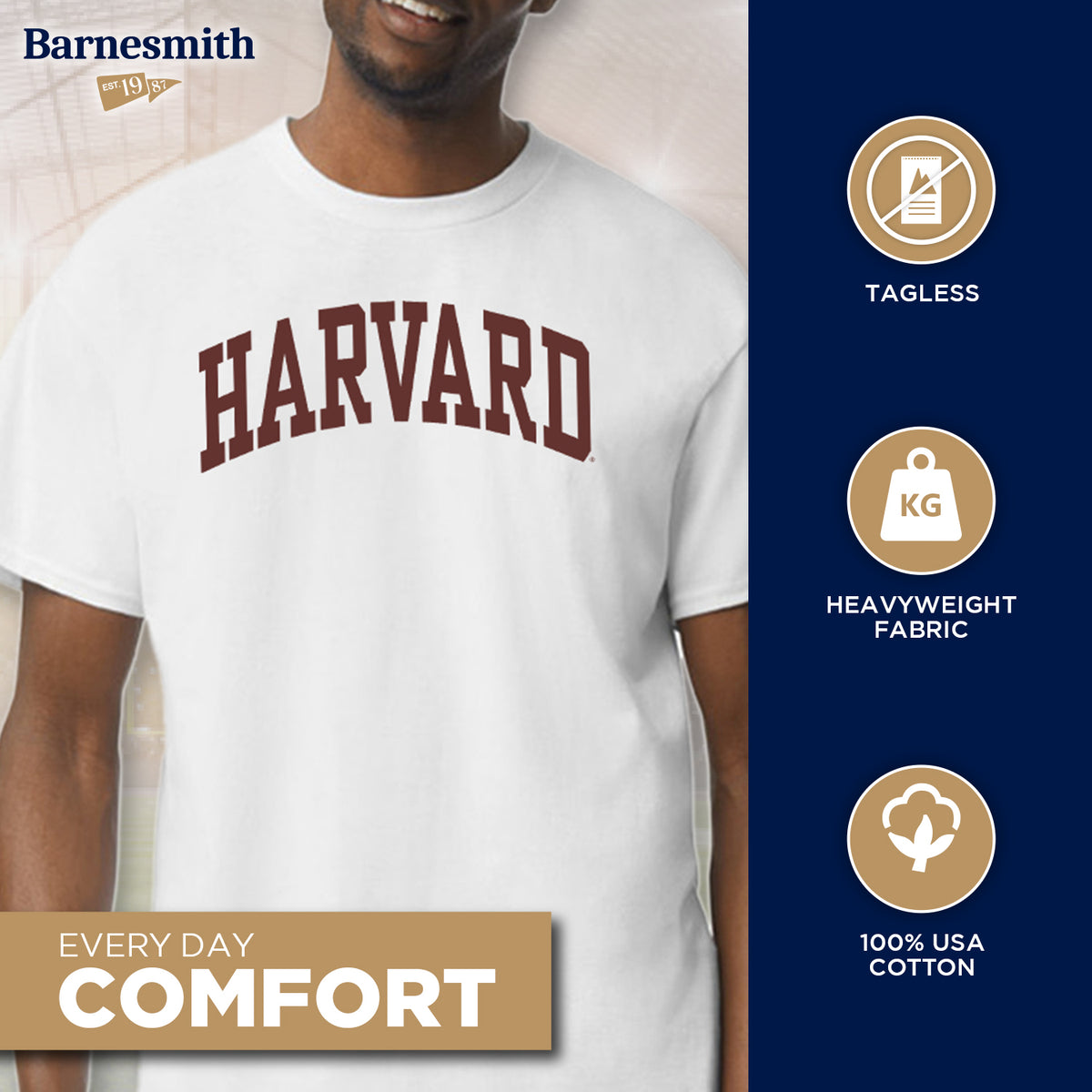 HARVARD UNIVERSITY EMBROIDERY TEE  ホワイト Harvard Adults T-Shirt | White Short Sleeve University Graphic Tee