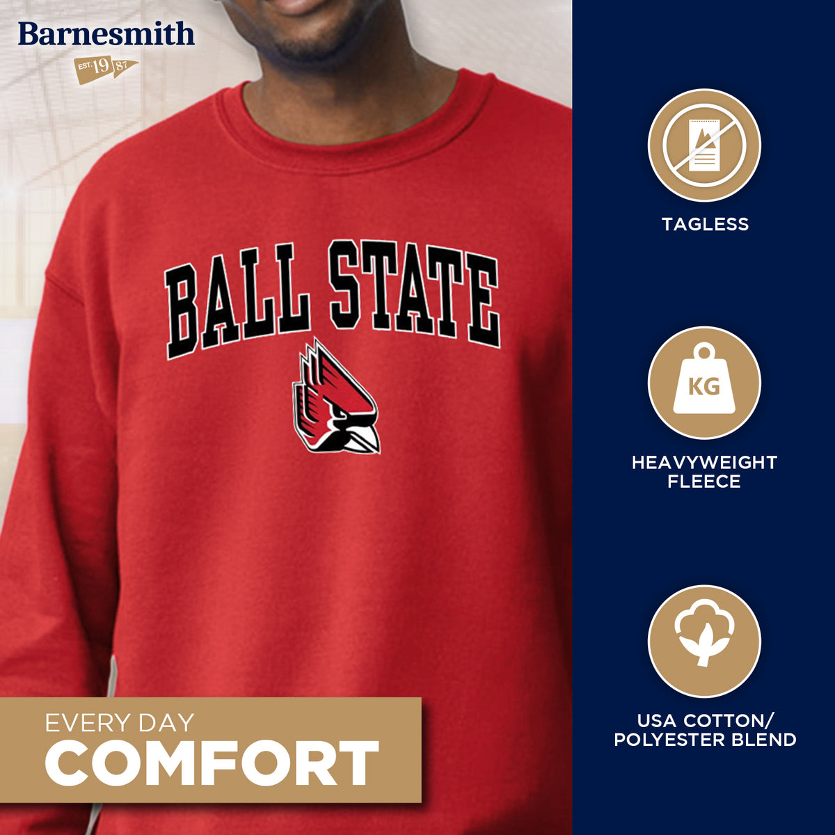 Ball State University Official Hoodie - Unisex Pullover Black Large Circle Logo Sweatshirt - View #5