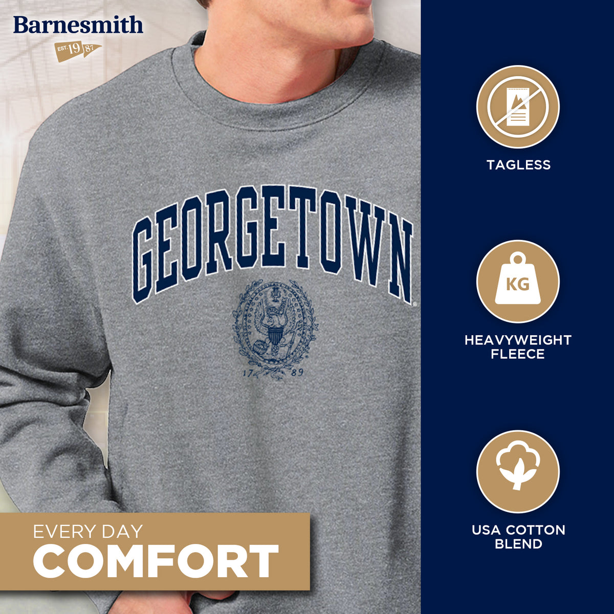 Georgetown University Heritage Crewneck Sweatshirt (Charcoal 