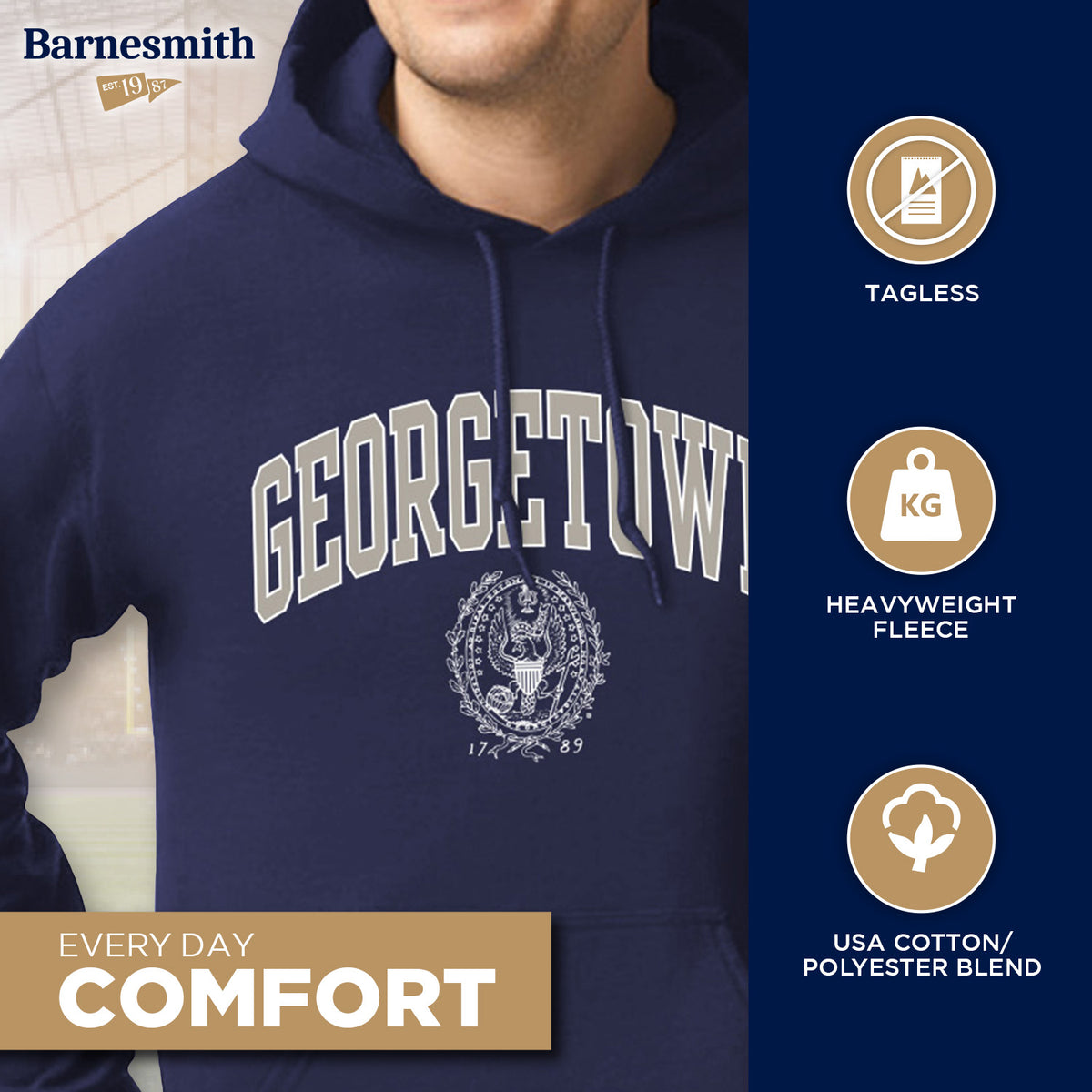 Georgetown University Heritage Hooded Sweatshirt (Navy) – Barnesmith