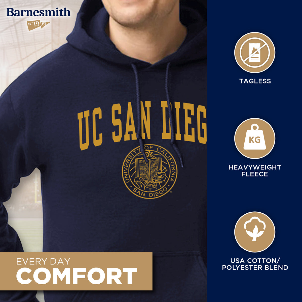 UC San Diego Heritage Hooded Sweatshirt (Navy) – Barnesmith