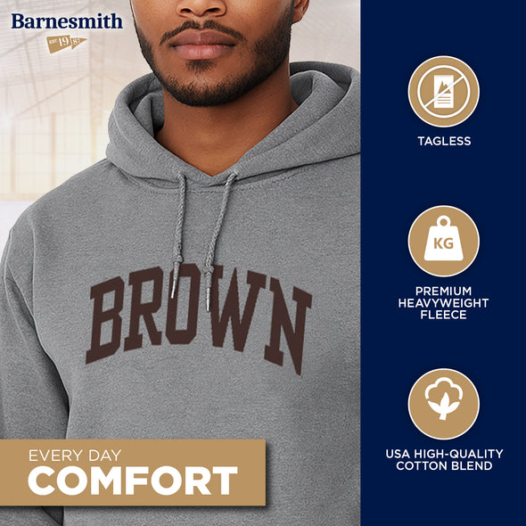 Brown University Essential Hooded Sweatshirt (Heather Grey)
