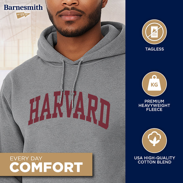 Harvard University Essential Hooded Sweatshirt (Heather Grey)