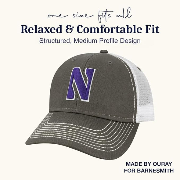 Northwestern University Sideline Trucker Hat One-Size (Dark Grey/White)