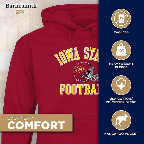 Iowa State University Football Hooded Sweatshirt (Cardinal)