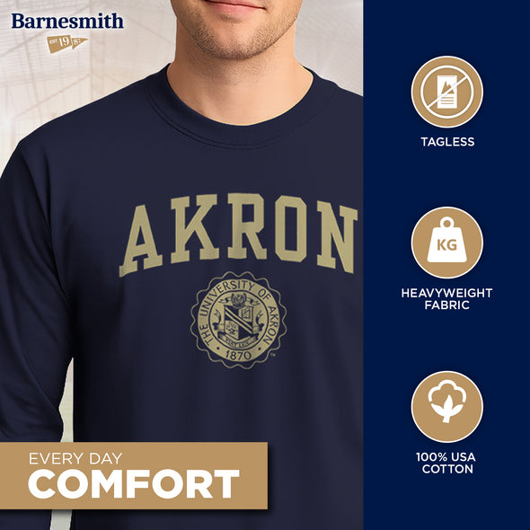 University of Akron Heritage Long Sleeve T-Shirt (Navy)