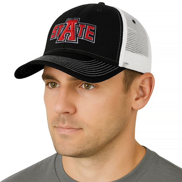 Arkansas State University Sideline Trucker Hat One-Size (Black/White)