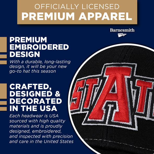 Arkansas State University Sideline Trucker Hat One-Size (Black/White)