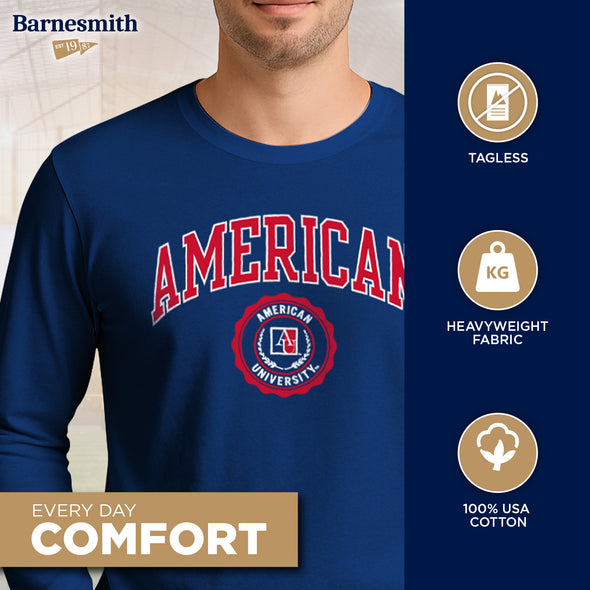 American University Heritage Long Sleeve T-Shirt (Navy)