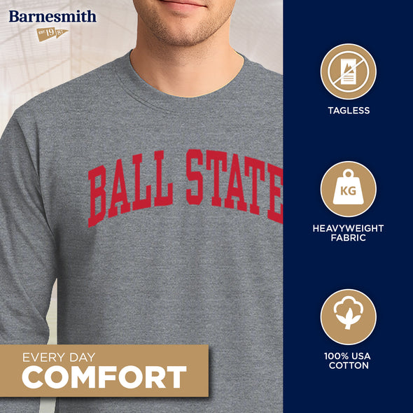 Ball State University Classic Long Sleeve T-Shirt (Charcoal Grey)