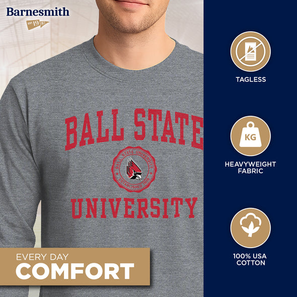 Ball State University Heritage Long Sleeve T-Shirt (Charcoal Grey)