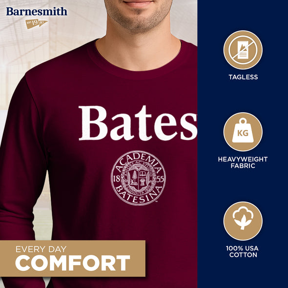 Bates College Heritage Long Sleeve T-Shirt (Garnet)