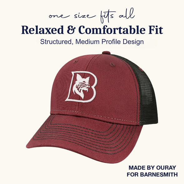 Bates College Sideline Trucker Hat One-Size (Maroon/Black)