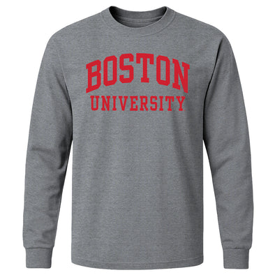 Boston University Classic Long Sleeve T-Shirt (Charcoal Grey)