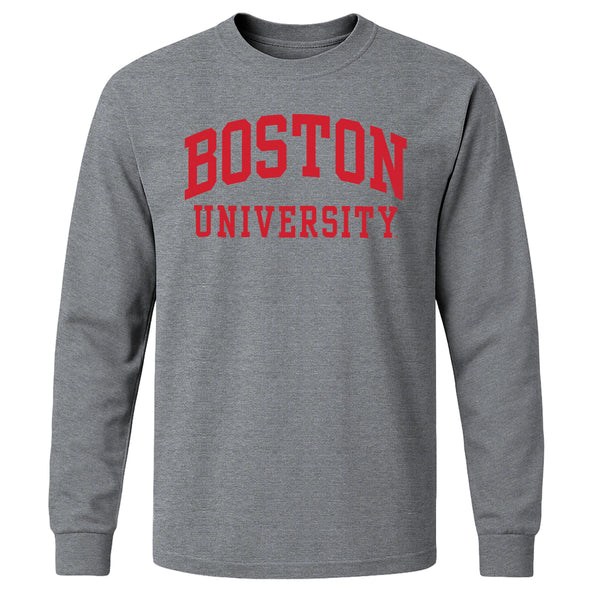 Boston University Classic Long Sleeve T-Shirt (Charcoal Grey)