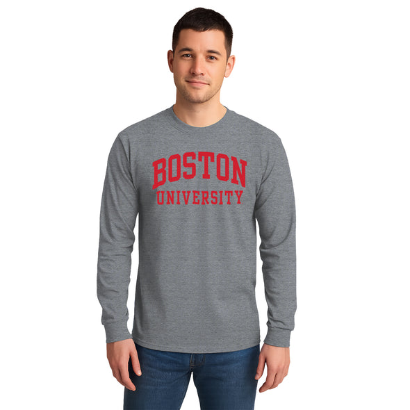 Boston University Classic Long Sleeve T-Shirt (Charcoal Grey)