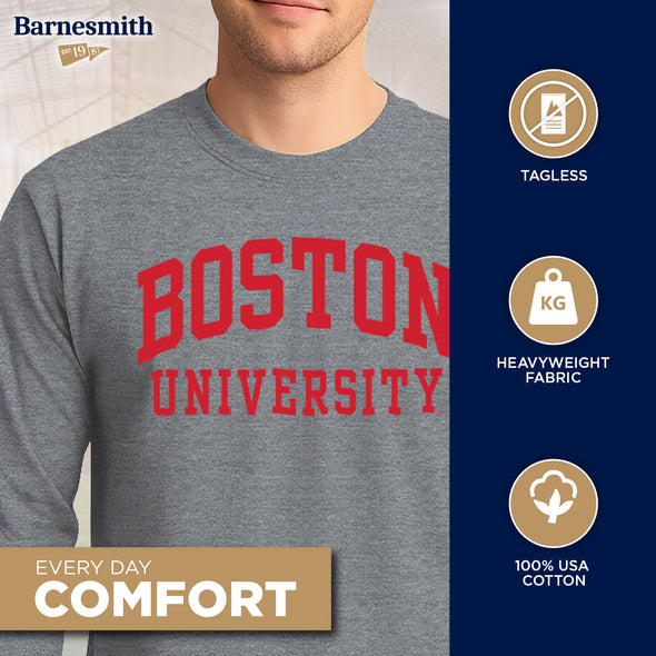 Boston University Classic Long Sleeve T-Shirt (Charcoal Grey)