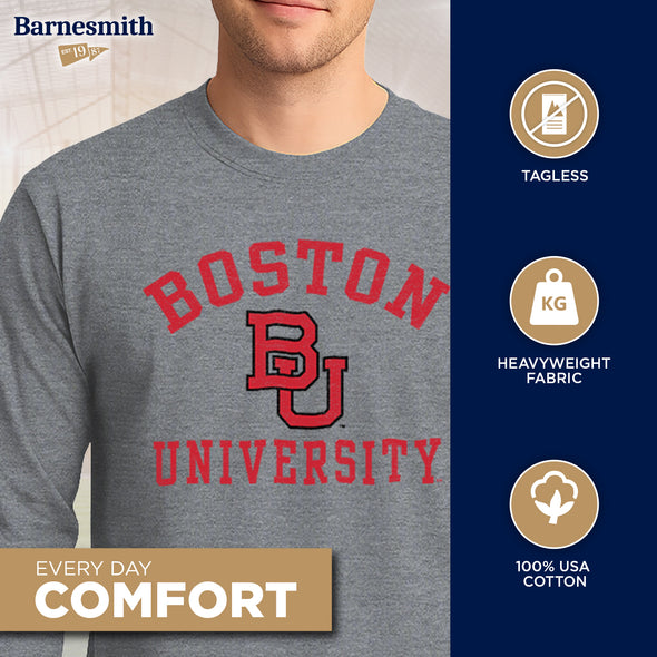 Boston University Heritage Long Sleeve T-Shirt (Charcoal Grey)
