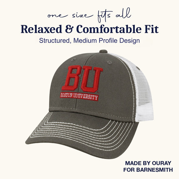 Boston University Sideline Trucker Hat One-Size (Dark Grey/White)