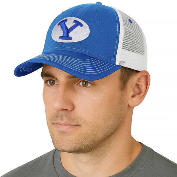 Brigham Young University Sideline Trucker Hat One-Size (Royal/White)