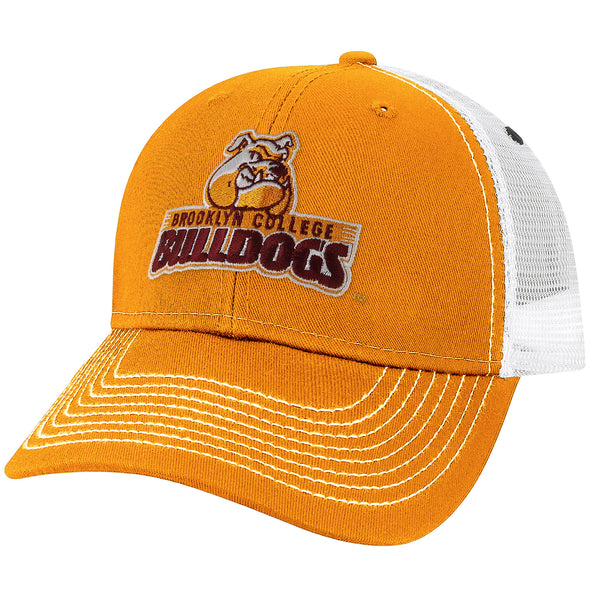 Brooklyn College Sideline Trucker Hat One-Size (Autumn Blaze/White)