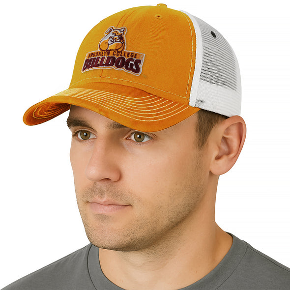 Brooklyn College Sideline Trucker Hat One-Size (Autumn Blaze/White)