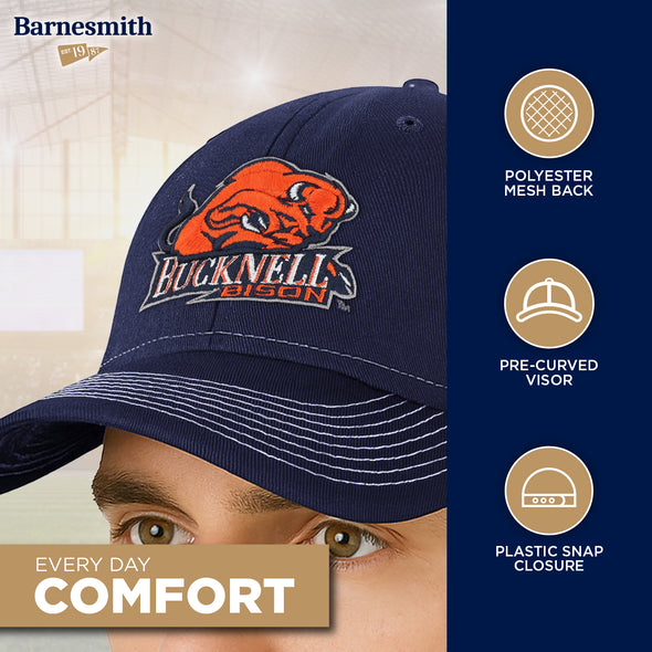 Bucknell University Sideline Trucker Hat One-Size (Navy/White)