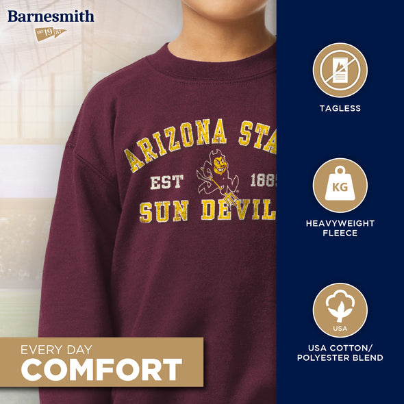 Arizona State University Youth Crewneck Sweatshirt (Maroon)