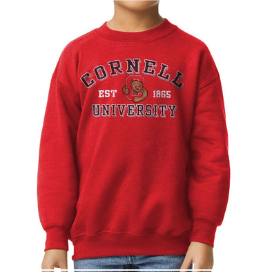 Cornell University Youth Crewneck Sweatshirt (Red)