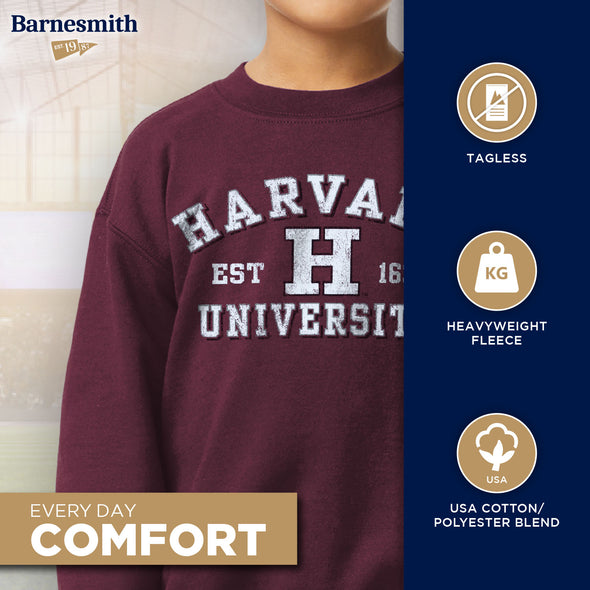 Harvard University Youth Crewneck Sweatshirt (Maroon)