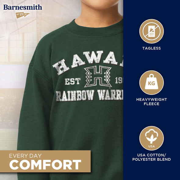 University of Hawaii Youth Crewneck Sweatshirt (Hunter Green)