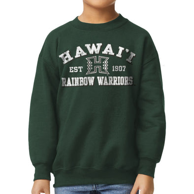 University of Hawaii Youth Crewneck Sweatshirt (Hunter Green)