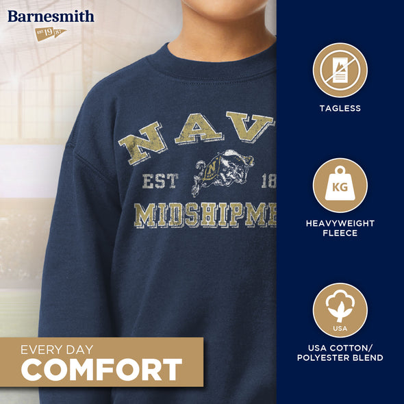 US Naval Academy (Navy) Youth Crewneck Sweatshirt (Navy)