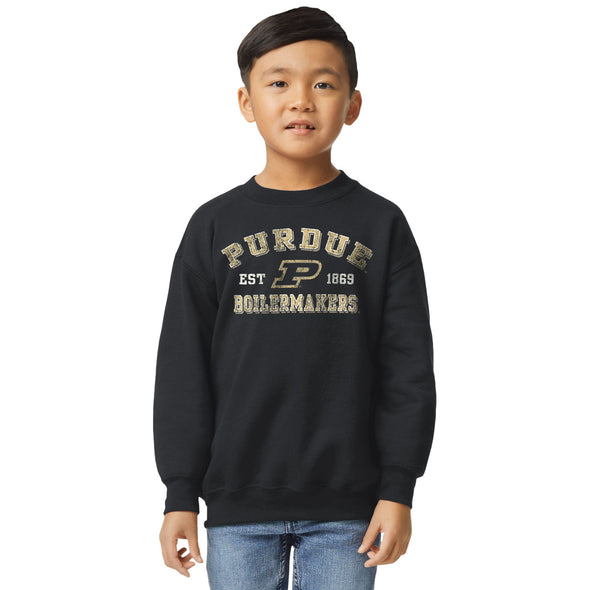 Purdue University Youth Crewneck Sweatshirt (Black)