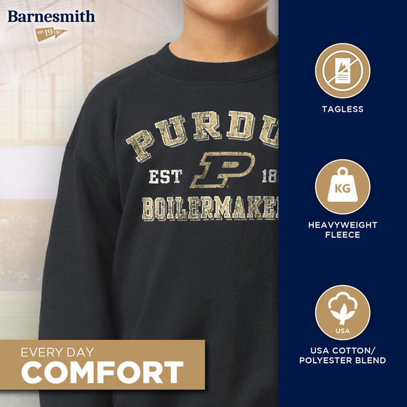 Purdue University Youth Crewneck Sweatshirt (Black)