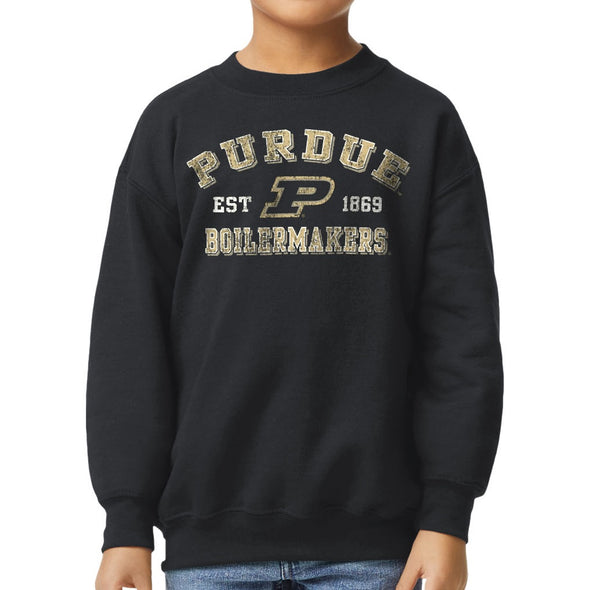 Purdue University Youth Crewneck Sweatshirt (Black)