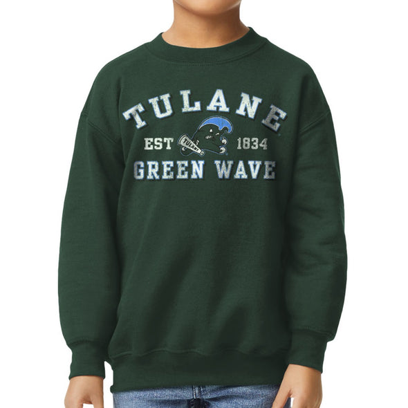 Tulane University Youth Crewneck Sweatshirt (Hunter Green)