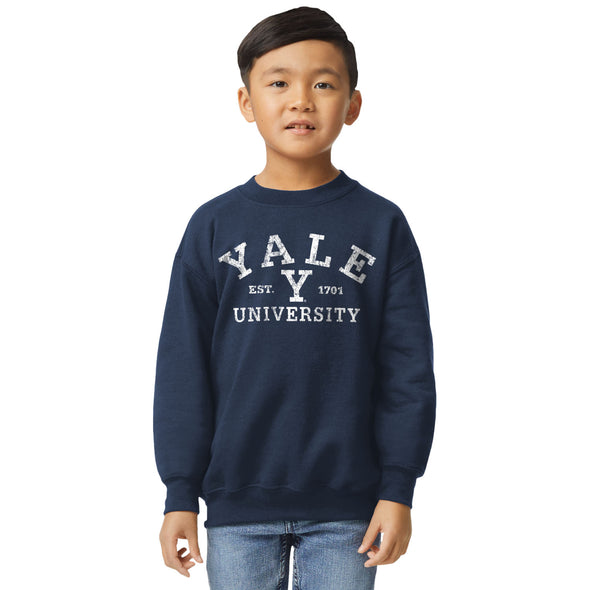 Yale University Youth Crewneck Sweatshirt (Navy)