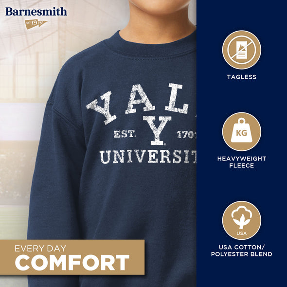 Yale University Youth Crewneck Sweatshirt (Navy)