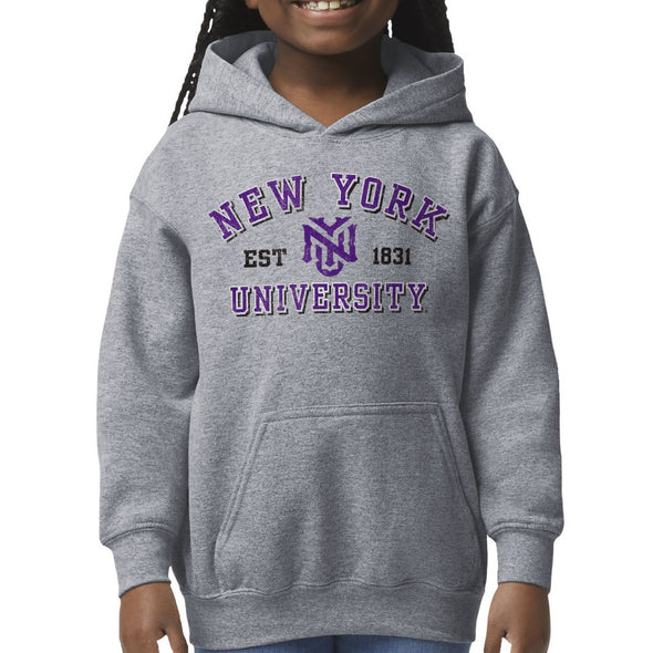 New York University Youth Hooded Sweatshirt (Grey)