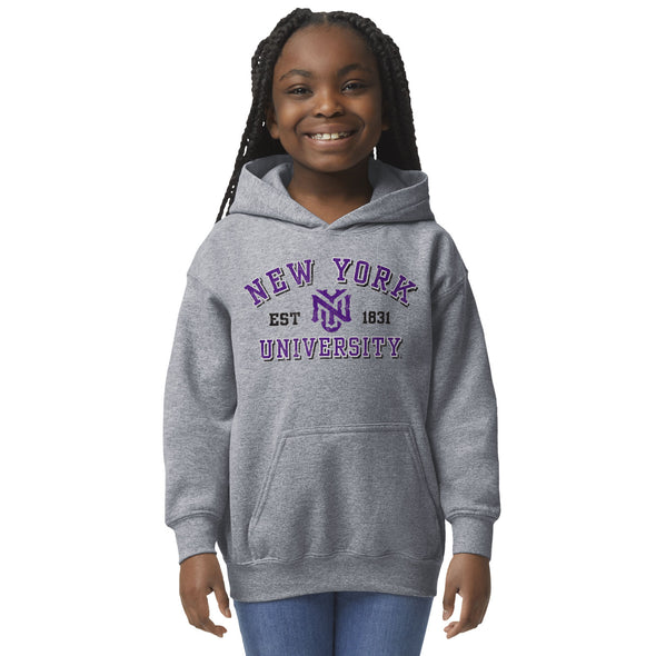 New York University Youth Hooded Sweatshirt (Grey)