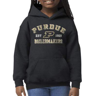 Purdue University Youth Hooded Sweatshirt (Black)