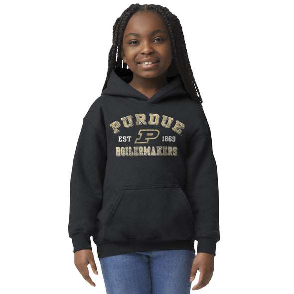 Purdue University Youth Hooded Sweatshirt (Black)