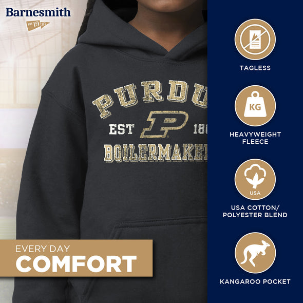 Purdue University Youth Hooded Sweatshirt (Black)