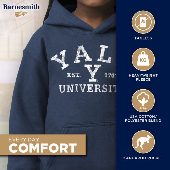 Yale University Youth Hooded Sweatshirt (Navy)