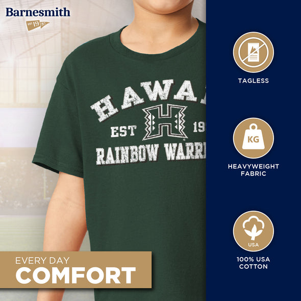 University of Hawaii Short-Sleeve Youth T-Shirt (Hunter Green)