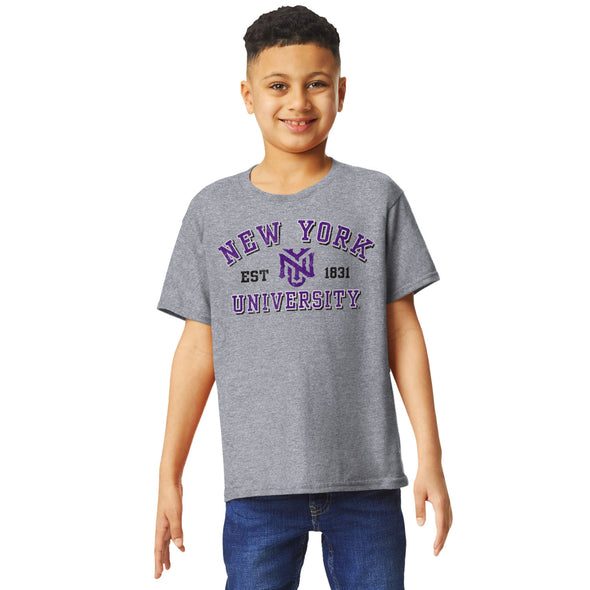 New York University Short-Sleeve Youth T-Shirt (Grey)