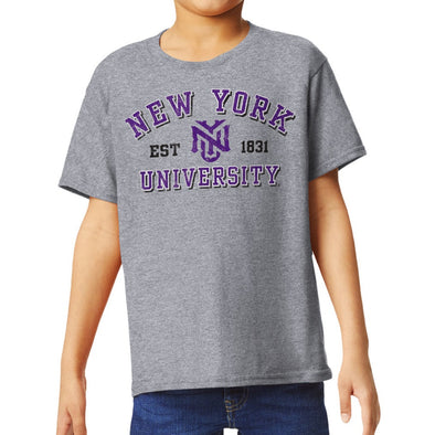 New York University Short-Sleeve Youth T-Shirt (Grey)