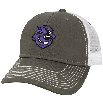 City College of New York Sideline Trucker Hat One-Size (Dark Grey/White)