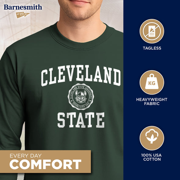 Cleveland State University Heritage Long Sleeve T-Shirt (Hunter Green)